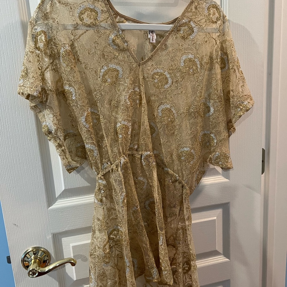 Sparkly Gold Lace Cover Up